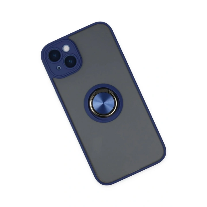 Mey İthalat®  iPhone 14 Kılıf Montreal Yüzüklü Silikon Kapak - Lacivert