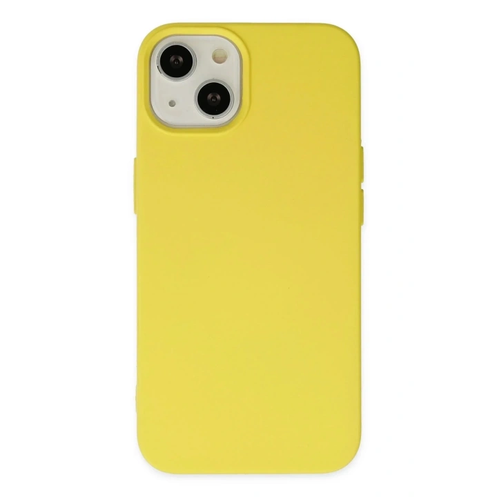 Mey İthalat®  iPhone 14 Kılıf Nano içi Kadife Silikon - Sarı
