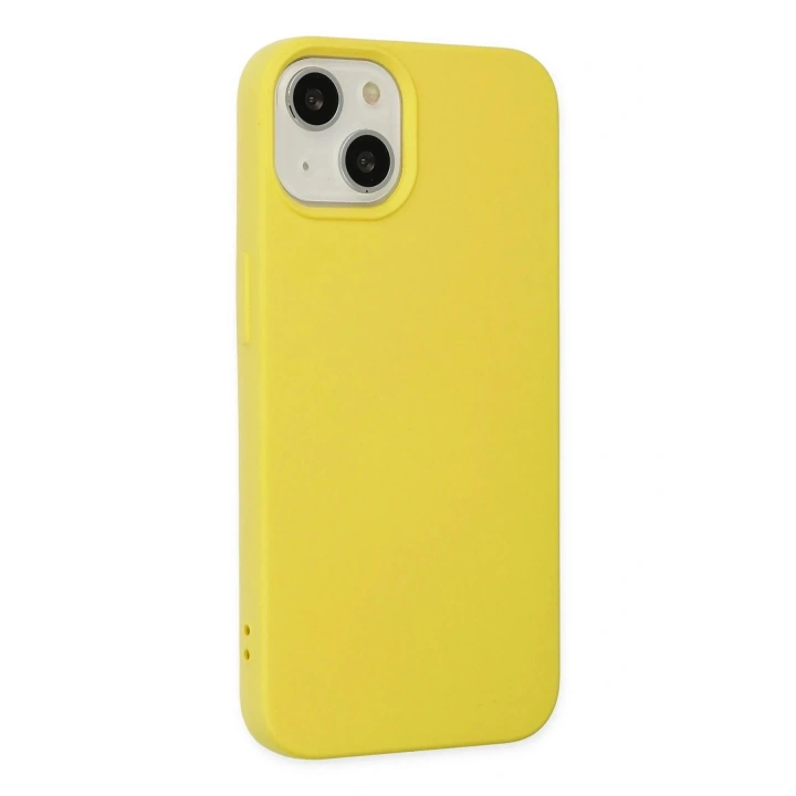 Mey İthalat®  iPhone 14 Kılıf Nano içi Kadife Silikon - Sarı