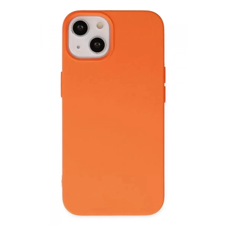 Mey İthalat®   iPhone 14 Kılıf Nano içi Kadife Silikon - Turuncu
