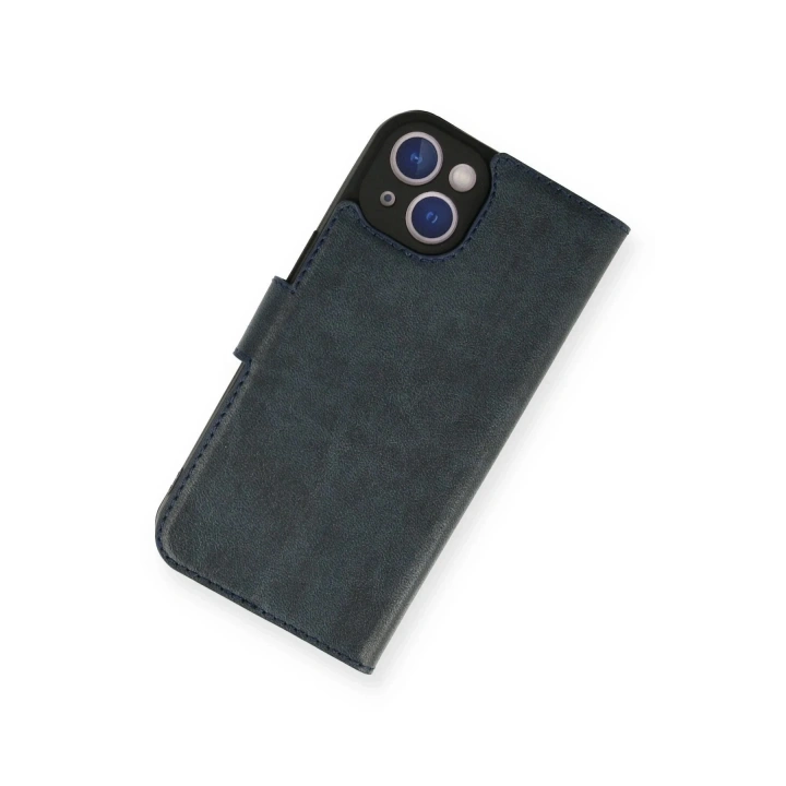 Mey İthalat®  iPhone 14 Kılıf Trend S Plus Kapaklı Kılıf - Lacivert