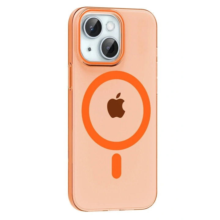Mey İthalat®   iPhone 14 PC Blank Magsafe Kapak - Turuncu