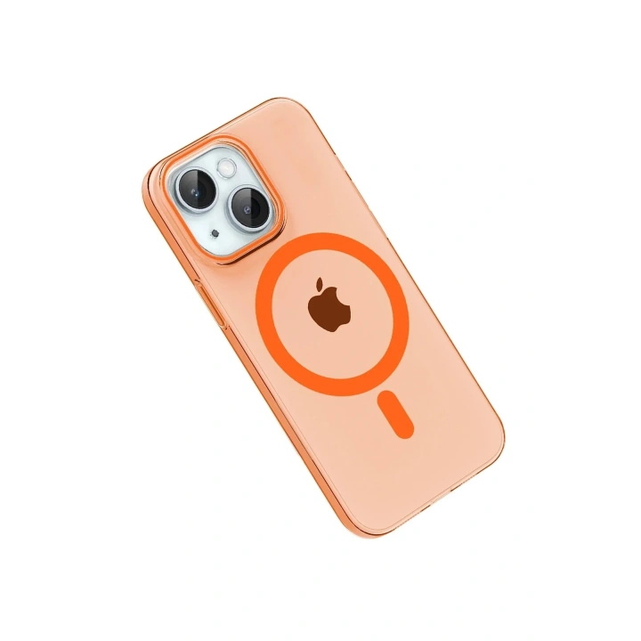 Mey İthalat®   iPhone 14 PC Blank Magsafe Kapak - Turuncu