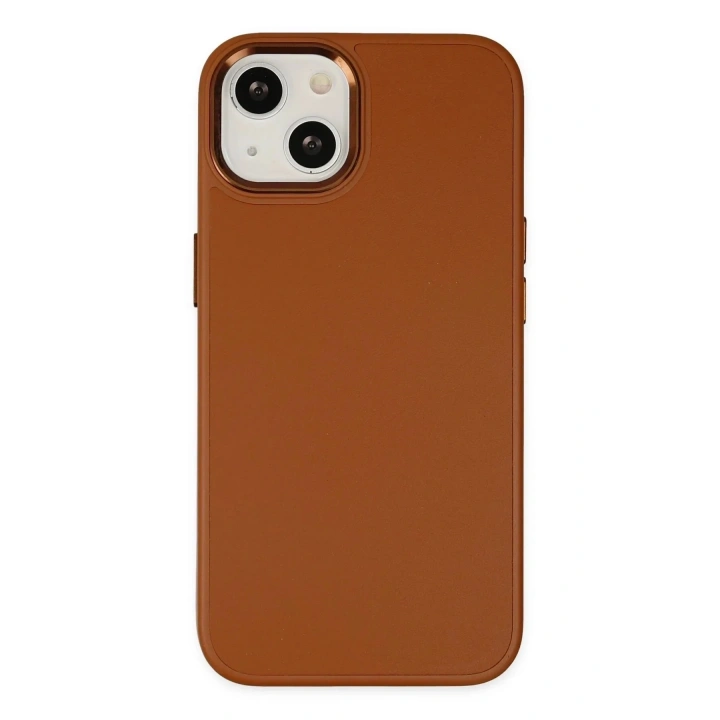 Mey İthalat®  iPhone 14 Plus Kılıf Asya Deri Silikon - Kahverengi