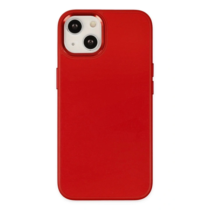 Mey İthalat®  iPhone 14 Plus Kılıf Asya Deri Silikon - Kırmızı