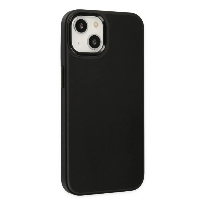 Mey İthalat®  iPhone 14 Plus Kılıf Asya Deri Silikon - Siyah
