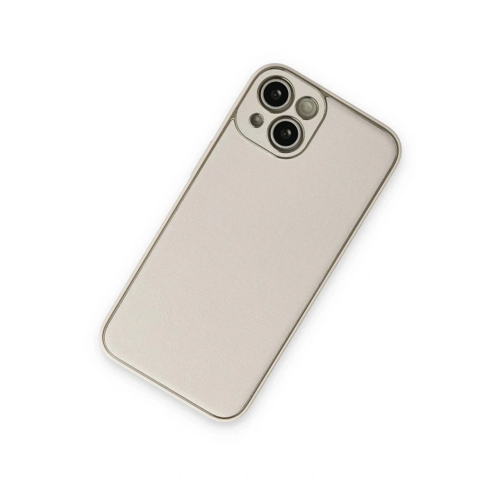 Mey İthalat®  iPhone 14 Plus Kılıf Coco Deri Silikon Kapak - Beyaz