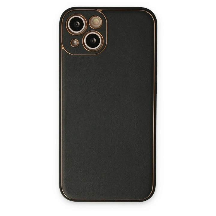 Mey İthalat®  iPhone 14 Plus Kılıf Coco Deri Silikon Kapak - Siyah