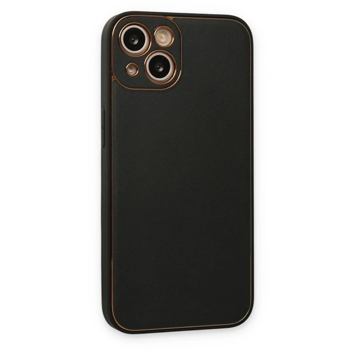 Mey İthalat®  iPhone 14 Plus Kılıf Coco Deri Silikon Kapak - Siyah