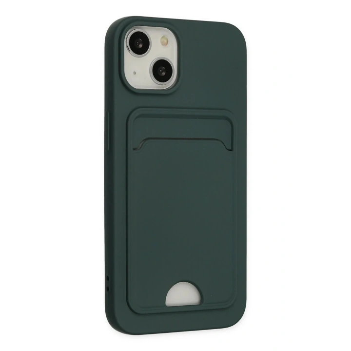 Mey İthalat®  iPhone 14 Plus Kılıf Kelvin Kartvizitli Silikon - Koyu Yeşil
