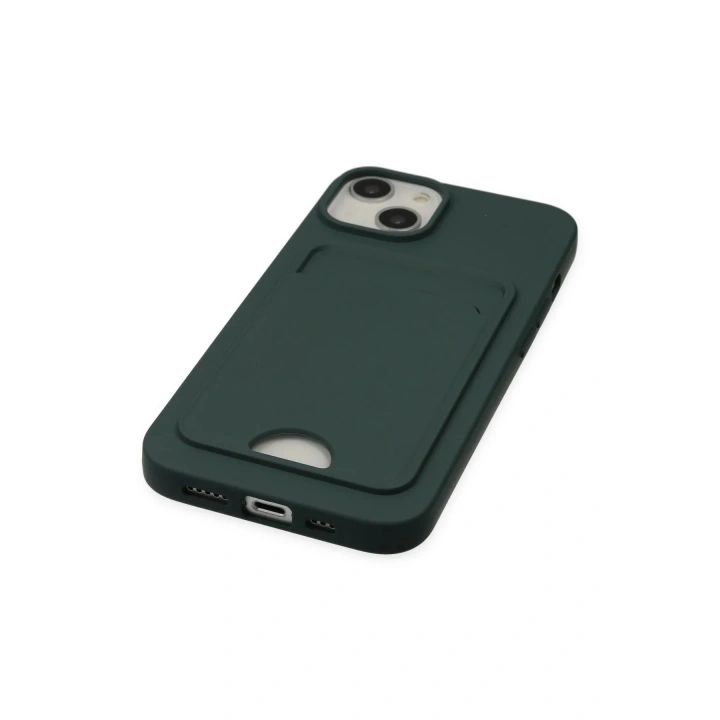 Mey İthalat®  iPhone 14 Plus Kılıf Kelvin Kartvizitli Silikon - Koyu Yeşil