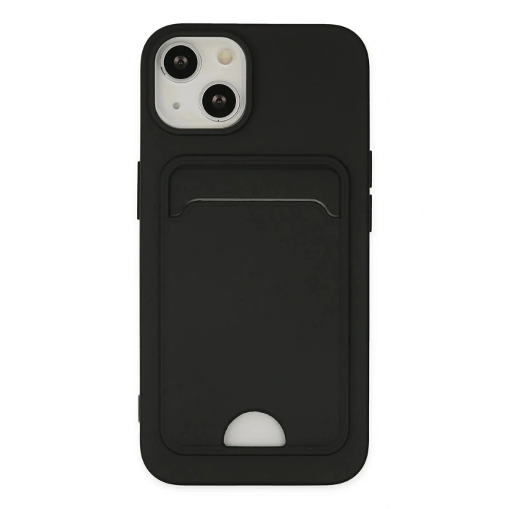 Mey İthalat®  iPhone 14 Plus Kılıf Kelvin Kartvizitli Silikon - Siyah