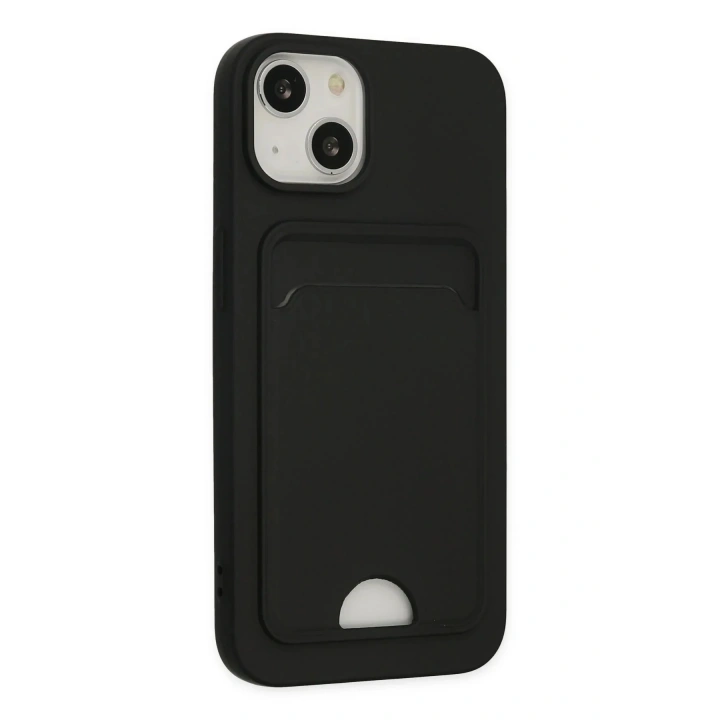 Mey İthalat®  iPhone 14 Plus Kılıf Kelvin Kartvizitli Silikon - Siyah