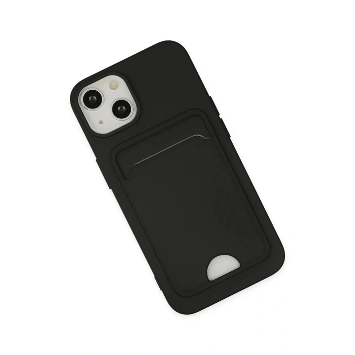 Mey İthalat®  iPhone 14 Plus Kılıf Kelvin Kartvizitli Silikon - Siyah