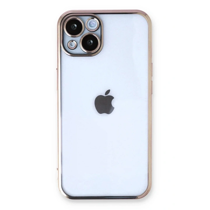 Mey İthalat®  iPhone 14 Plus Kılıf  Lensli Silikon - Gold