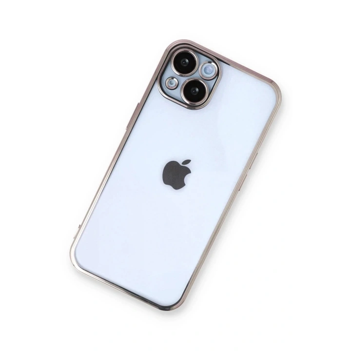 Mey İthalat®  iPhone 14 Plus Kılıf  Lensli Silikon - Gold