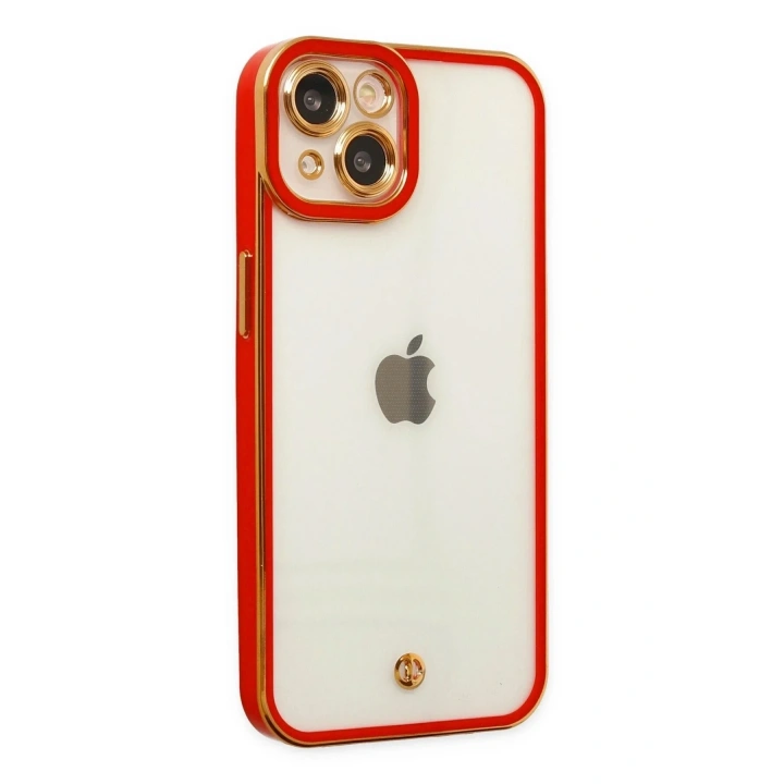 Mey İthalat®  iPhone 14 Plus Kılıf Liva Lens Silikon - Kırmızı