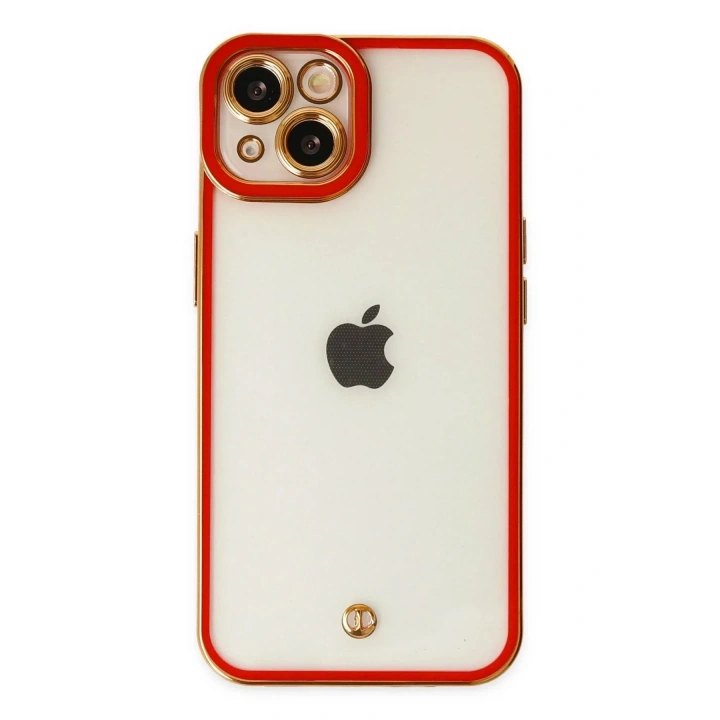 Mey İthalat®  iPhone 14 Plus Kılıf Liva Lens Silikon - Kırmızı