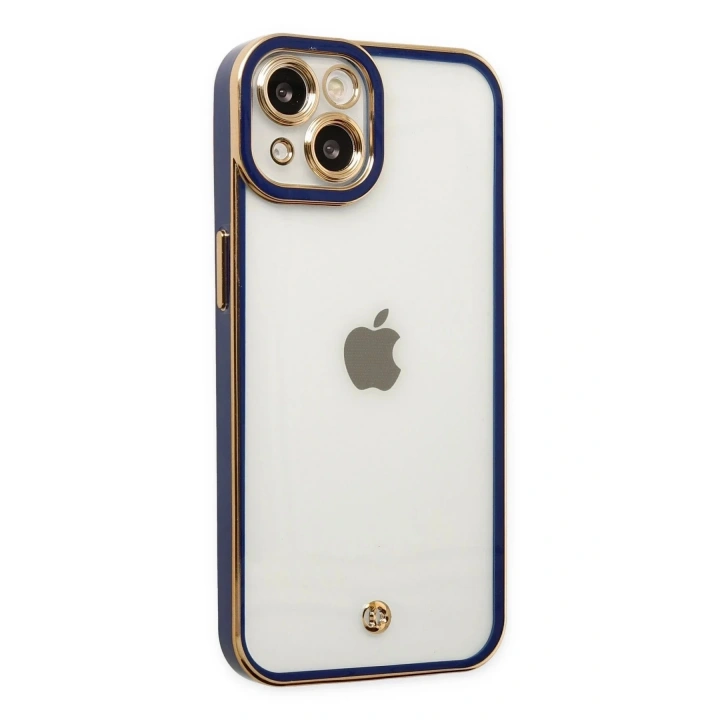 Mey İthalat®  iPhone 14 Plus Kılıf Liva Lens Silikon - Mavi
