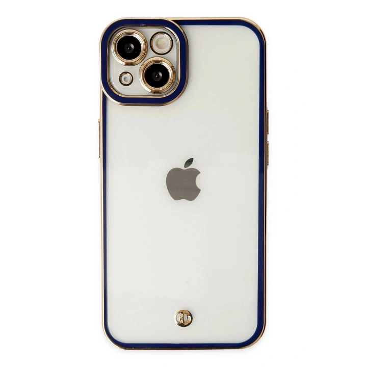 Mey İthalat®  iPhone 14 Plus Kılıf Liva Lens Silikon - Mavi