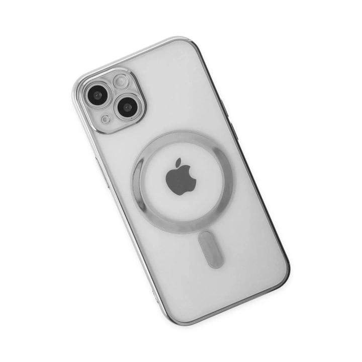 Mey İthalat®  iPhone 14 Plus Kılıf Magneticsafe Lazer Silikon - Gümüş