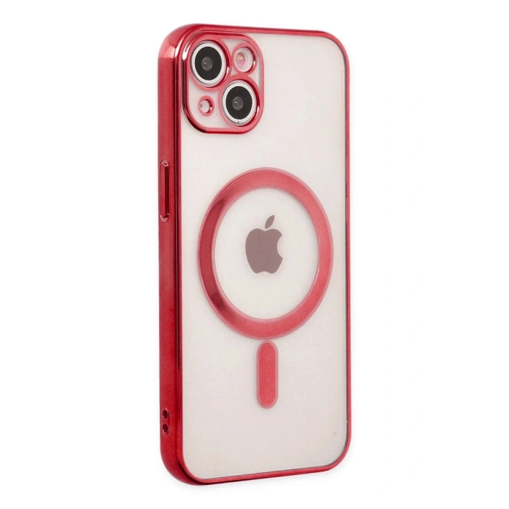 Mey İthalat®  iPhone 14 Plus Kılıf Magneticsafe Lazer Silikon - Kırmızı