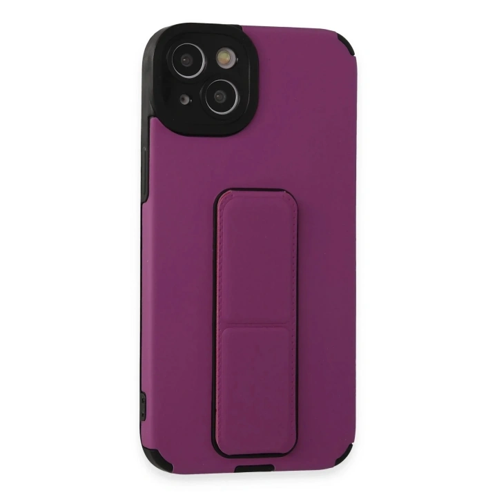 Mey İthalat®  iPhone 14 Plus Kılıf Mega Standlı Silikon - Mor