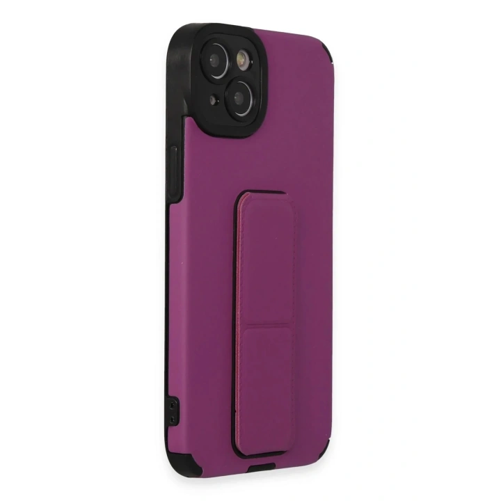 Mey İthalat®  iPhone 14 Plus Kılıf Mega Standlı Silikon - Mor