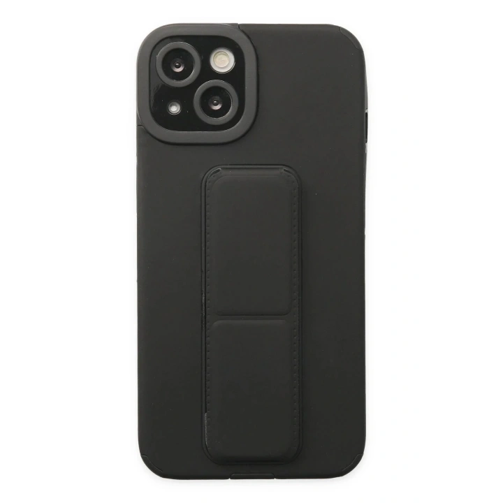 Mey İthalat®  iPhone 14 Plus Kılıf Mega Standlı Silikon - Siyah