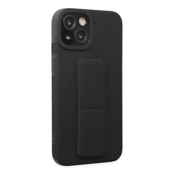 Mey İthalat®  iPhone 14 Plus Kılıf Mega Standlı Silikon - Siyah