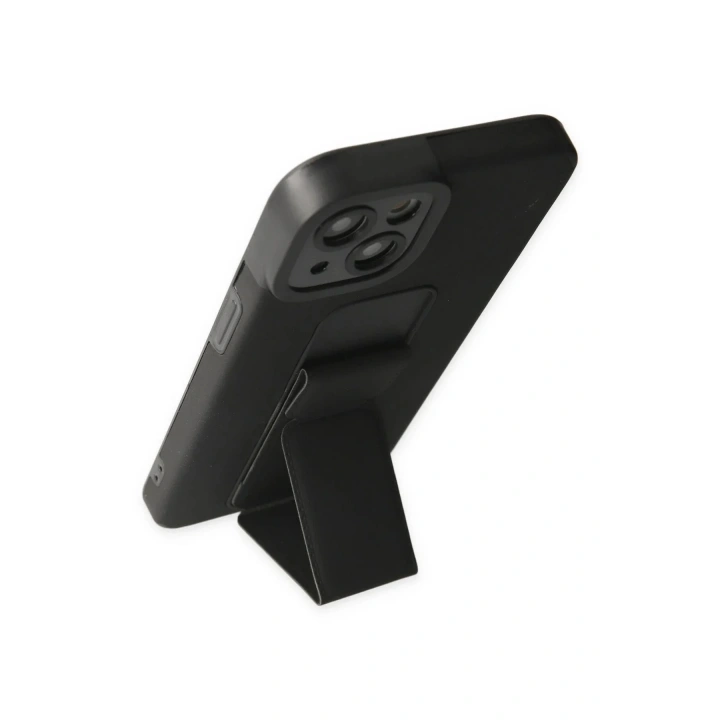 Mey İthalat®  iPhone 14 Plus Kılıf Mega Standlı Silikon - Siyah