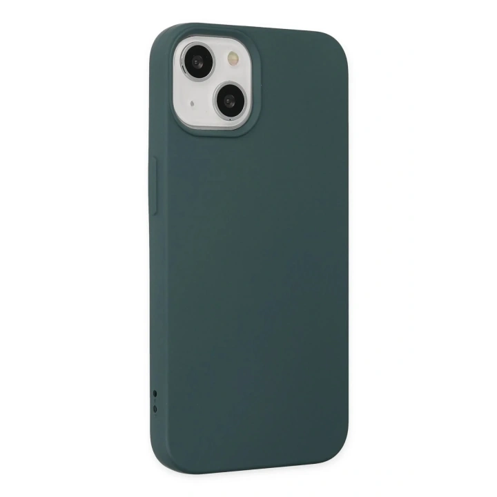Mey İthalat®  iPhone 14 Plus Kılıf Nano içi Kadife Silikon - Koyu Yeşil
