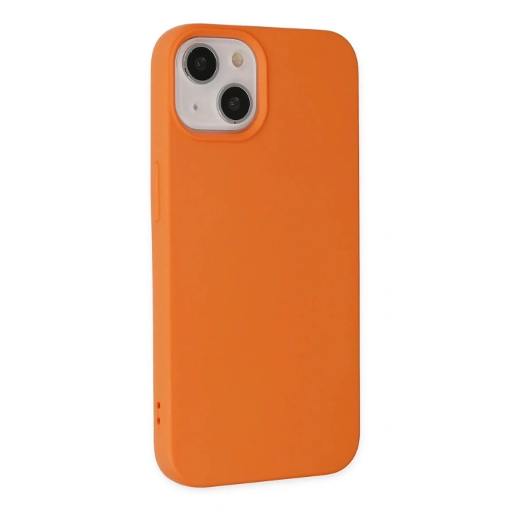 Mey İthalat®  iPhone 14 Plus Kılıf Nano içi Kadife Silikon - Turuncu