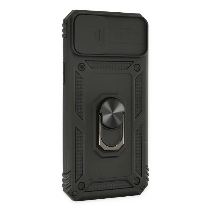 Mey İthalat®  iPhone 14 Plus Kılıf Pars Lens Yüzüklü Silikon - Siyah