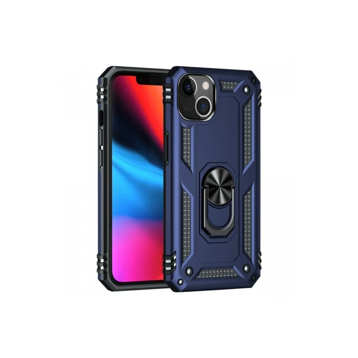 Mey İthalat®  iPhone 14 Plus Kılıf Sofya Yüzüklü Silikon Kapak - Lacivert