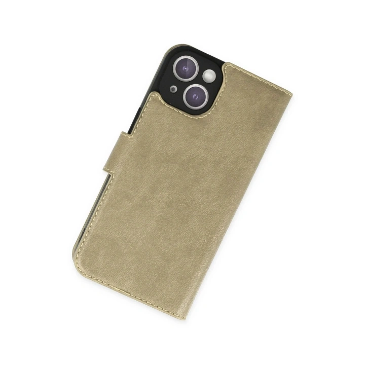 Mey İthalat®  iPhone 14 Plus Kılıf Trend S Plus Kapaklı Kılıf - Gold