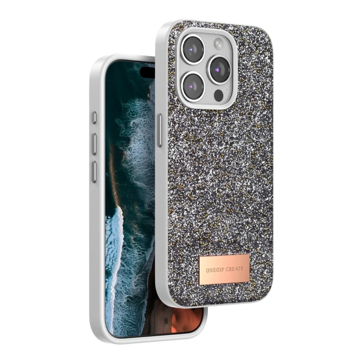 Mey İthalat®   iPhone 14 Pro Bright Simli Kapak - Gümüş