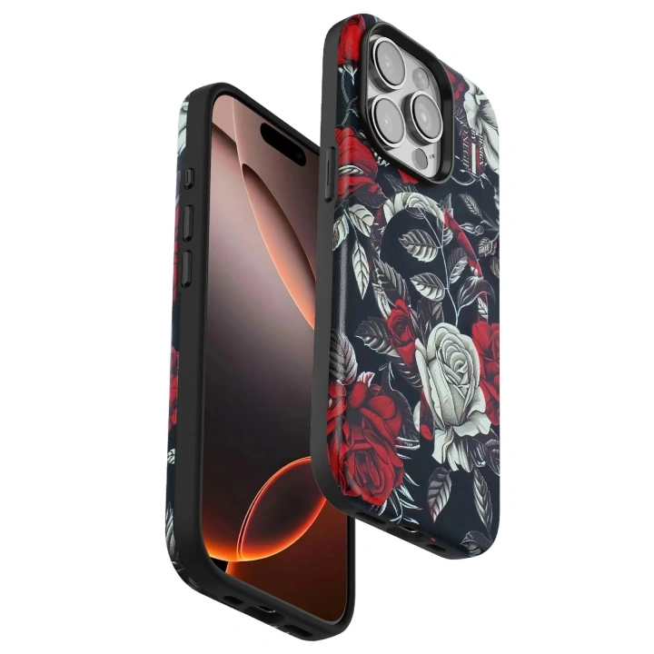 Mey İthalat®  iPhone 14 Pro Flower Series Magsafe Kapak - Siyah
