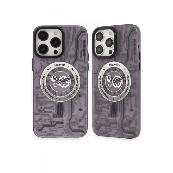 Mey İthalat®  iPhone 14 Pro Kılıf Apollo Magneticsafe Desenli Kapak - Apollo Mor - 5