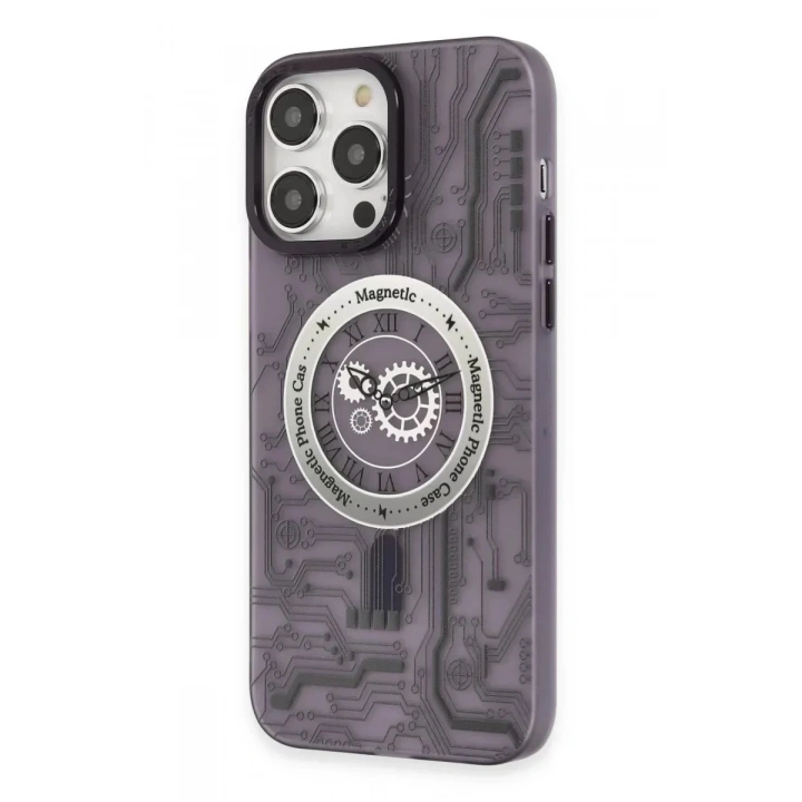 Mey İthalat®  iPhone 14 Pro Kılıf Apollo Magneticsafe Desenli Kapak - Apollo Mor - 5