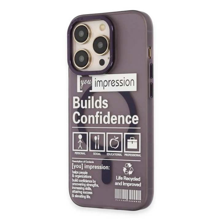Mey İthalat®  iPhone 14 Pro Kılıf Apollo Magneticsafe Desenli Kapak - Apollo Mor - 6