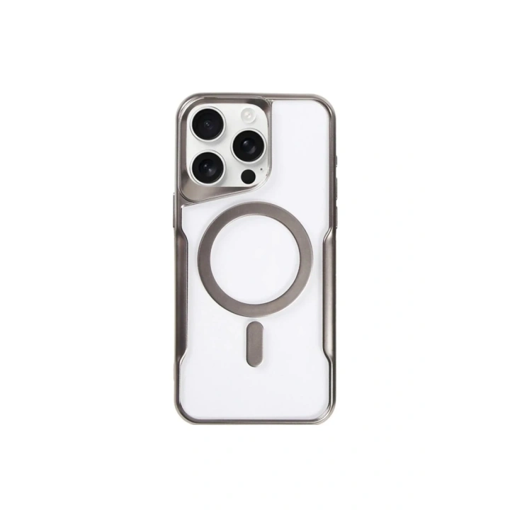 Mey İthalat®  iPhone 14 Pro Kılıf Boyi Magsafe Silikon Kapak - Titan Gri