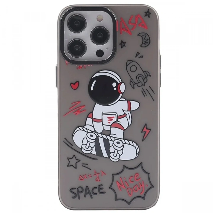Mey İthalat®  iPhone 14 Pro Kılıf  Desenli Kapak -  Siyah - 1