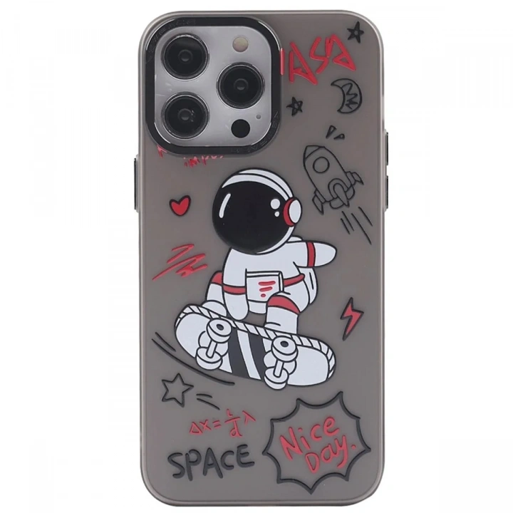Mey İthalat®  iPhone 14 Pro Kılıf  Desenli Kapak -  Siyah - 1