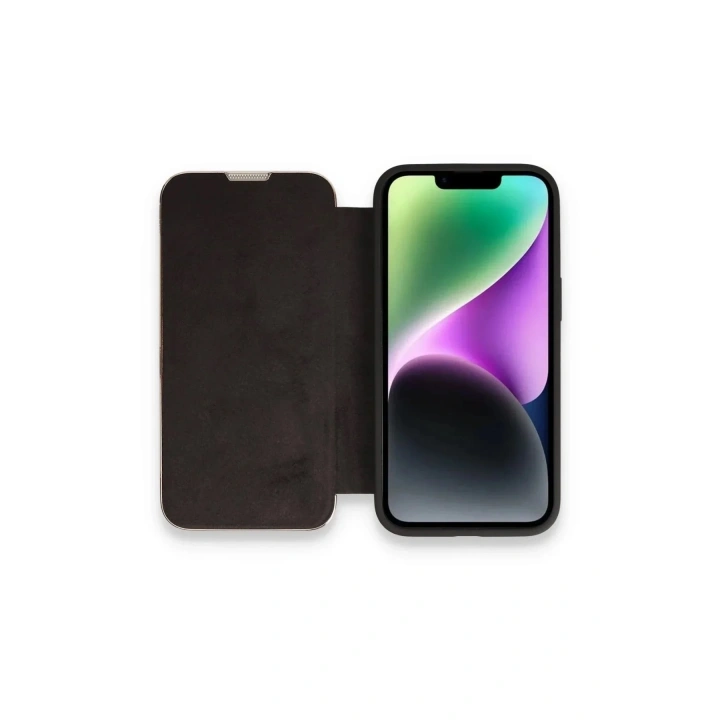 Mey İthalat®  iPhone 14 Pro Kılıf Dolpin Kapaklı - Siyah