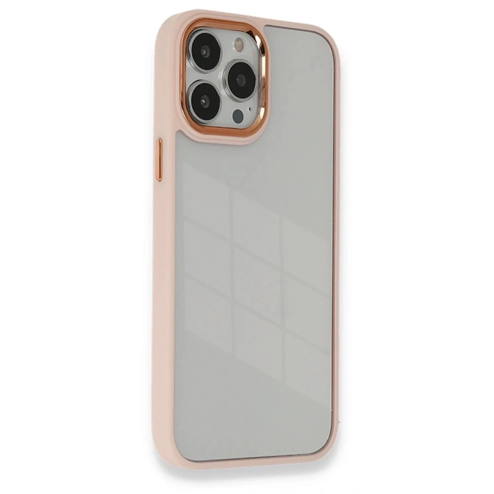 Mey İthalat®  iPhone 14 Pro Kılıf Dora Kapak - Pudra
