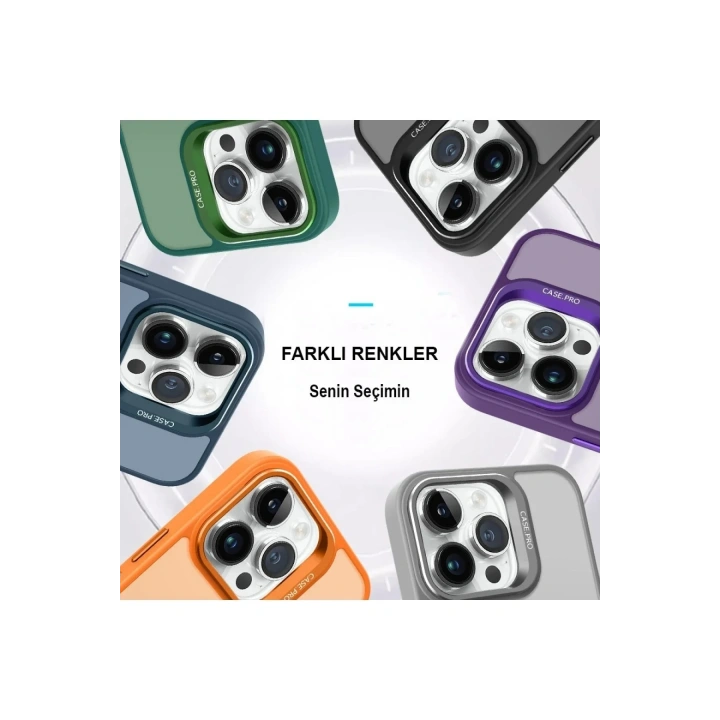 Mey İthalat®  iPhone 14 Pro Kılıf Flet Lens Magsafe Kapak - Turuncu