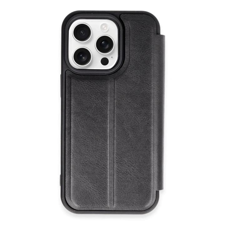 Mey İthalat®  iPhone 14 Pro Kılıf Flip Cover - Siyah