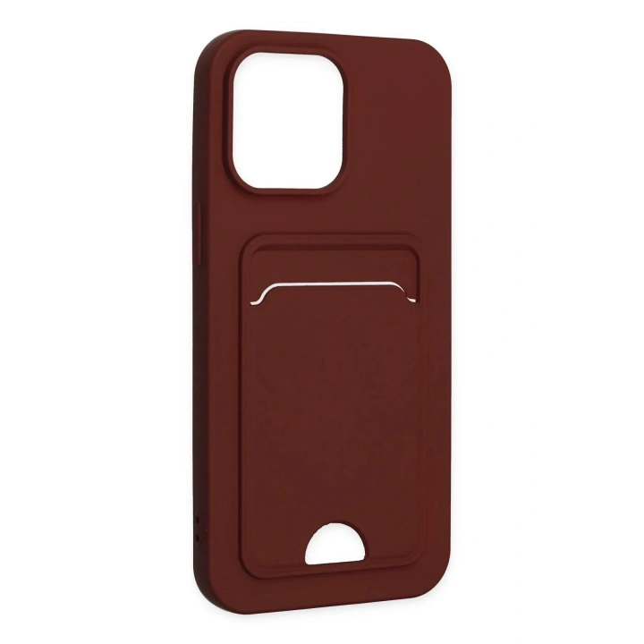 Mey İthalat®  iPhone 14 Pro Kılıf Kelvin Kartvizitli Silikon - Bordo