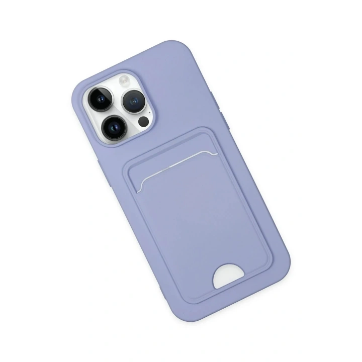Mey İthalat®  iPhone 14 Pro Kılıf Kelvin Kartvizitli Silikon - Lila